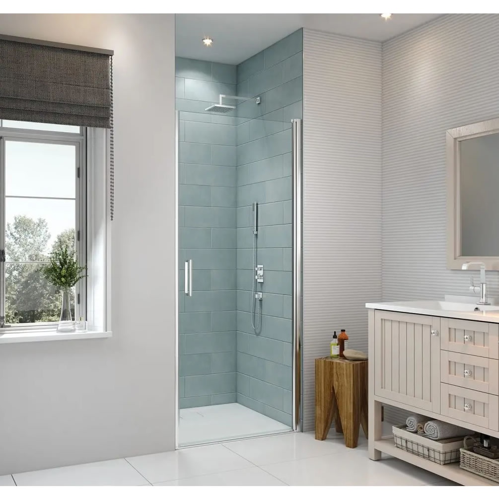 Lifestyle image of Merlyn 8 Series Frameless 1000mm Pivot Shower Door
